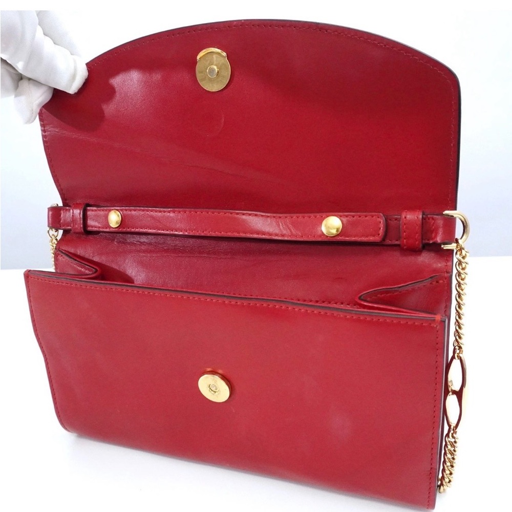 Gucci Zumi Red Shoulder Bag with Gold Chain 2 way Bag Preowned - Picture 7 of 17